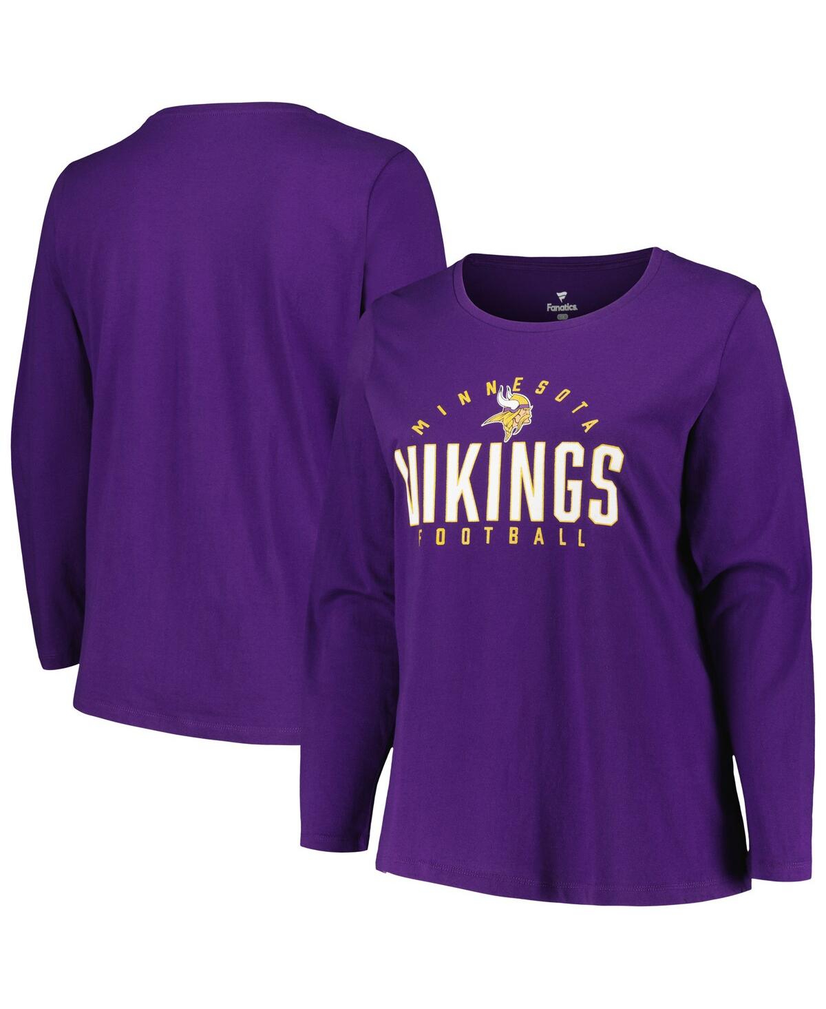 Shop Fanatics Women's  Purple Minnesota Vikings Plus Size Foiled Play Long Sleeve T-shirt