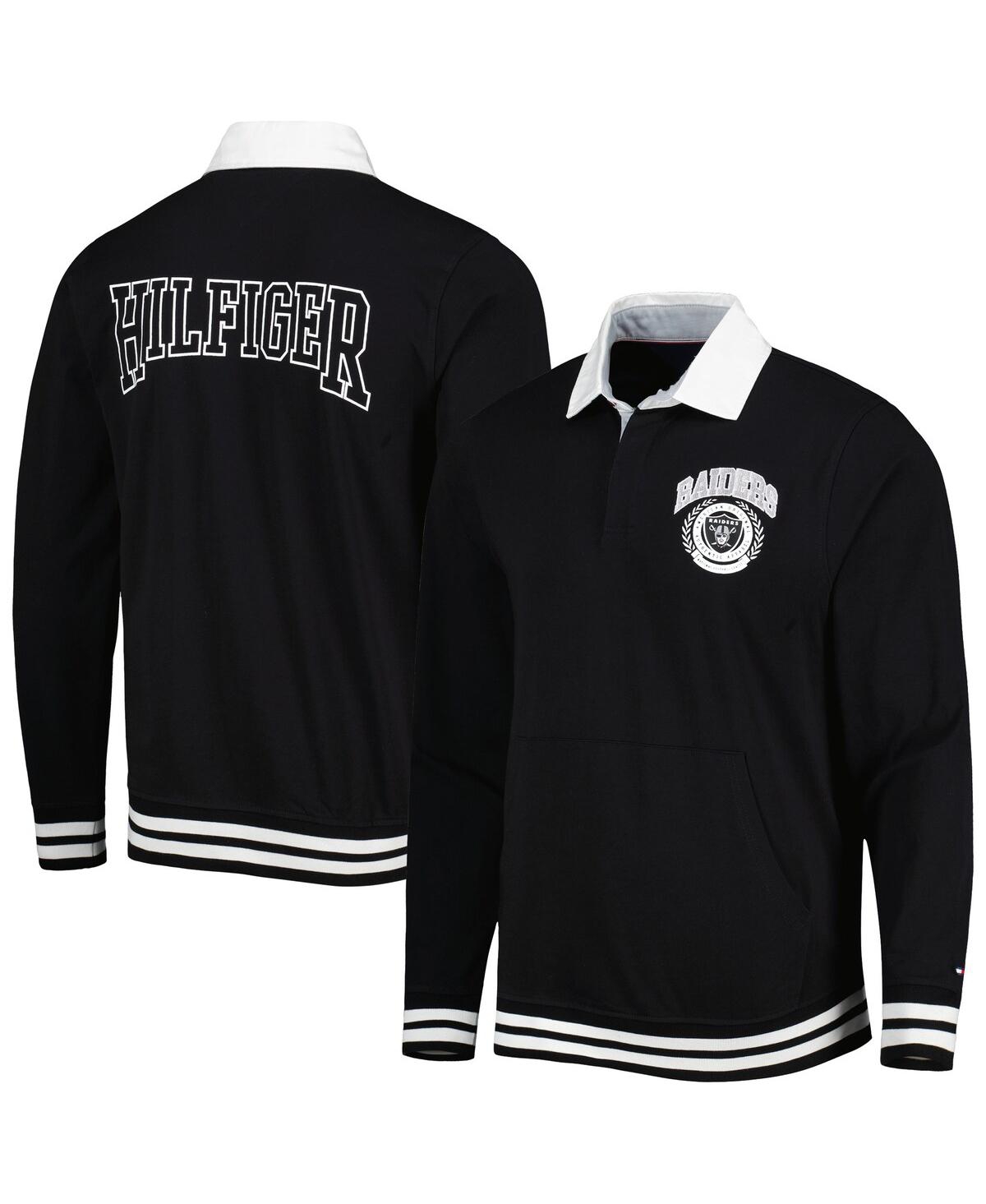 Shop Tommy Hilfiger Men's  Black Las Vegas Raiders Cody Long Sleeve Polo Shirt