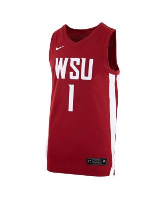 Men's #1 Crimson Washington State Cougars Logo Replica Basketball Jersey