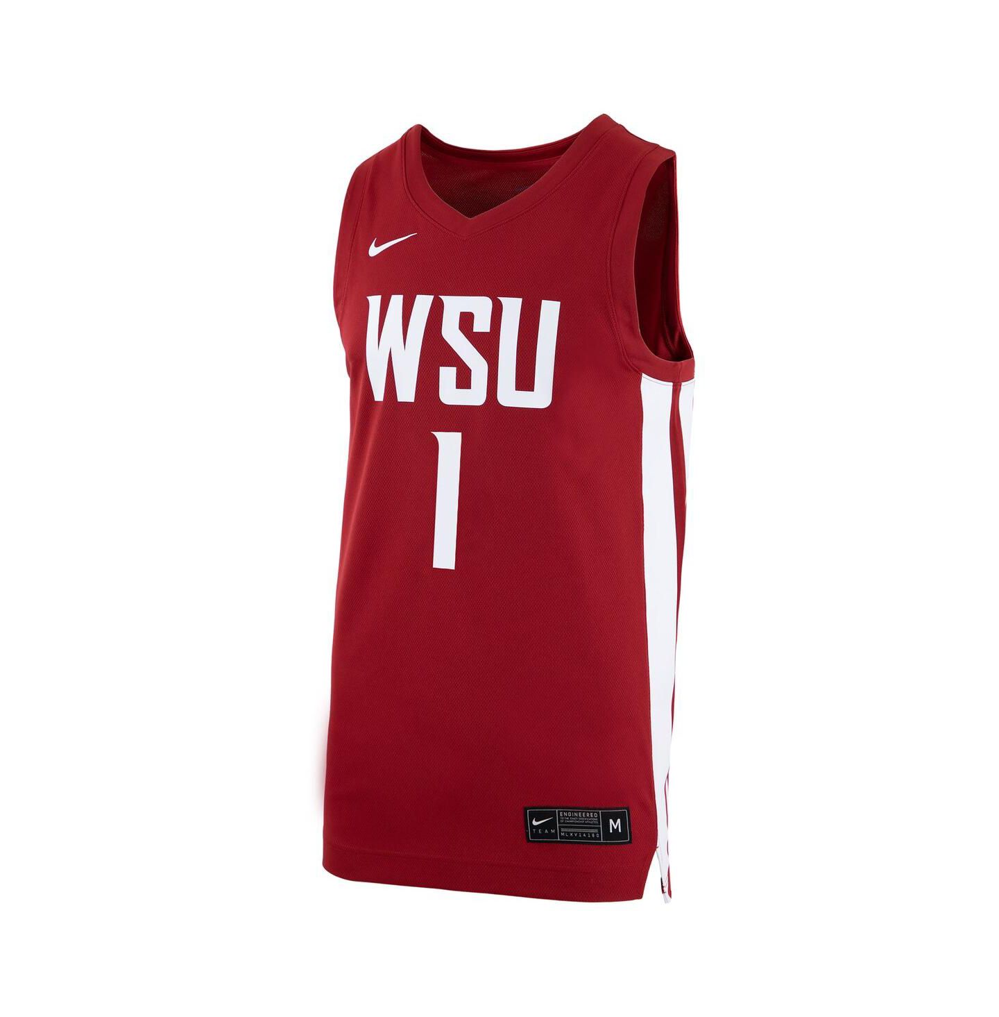 Мужской топ Nike #1 Crimson Washington State Cougars Logo Replica Basketball Jersey — фото 3