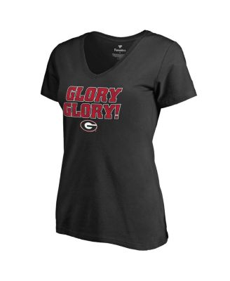 Women's Black Georgia Bulldogs Hometown Collection Glory Glory V-Neck T-shirt