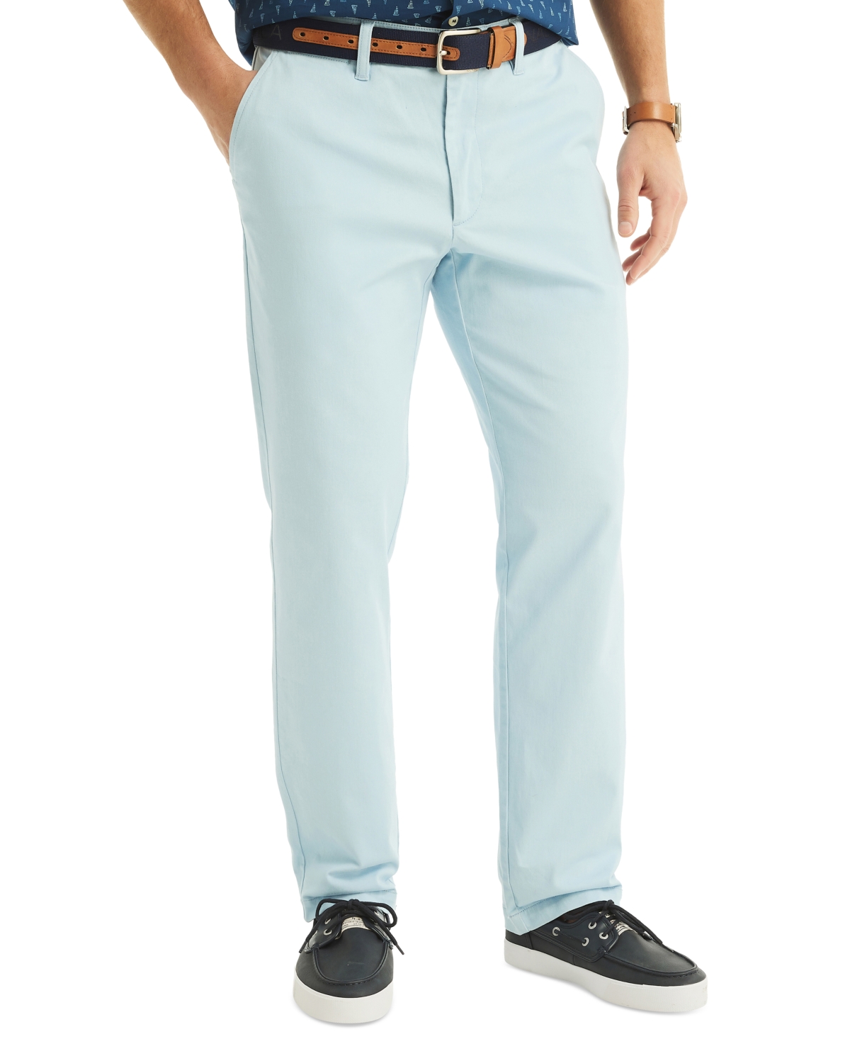 Shop Nautica Men's Classic-fit Stretch Solid Flat-front Chino Deck Pants In Cerulean Blue