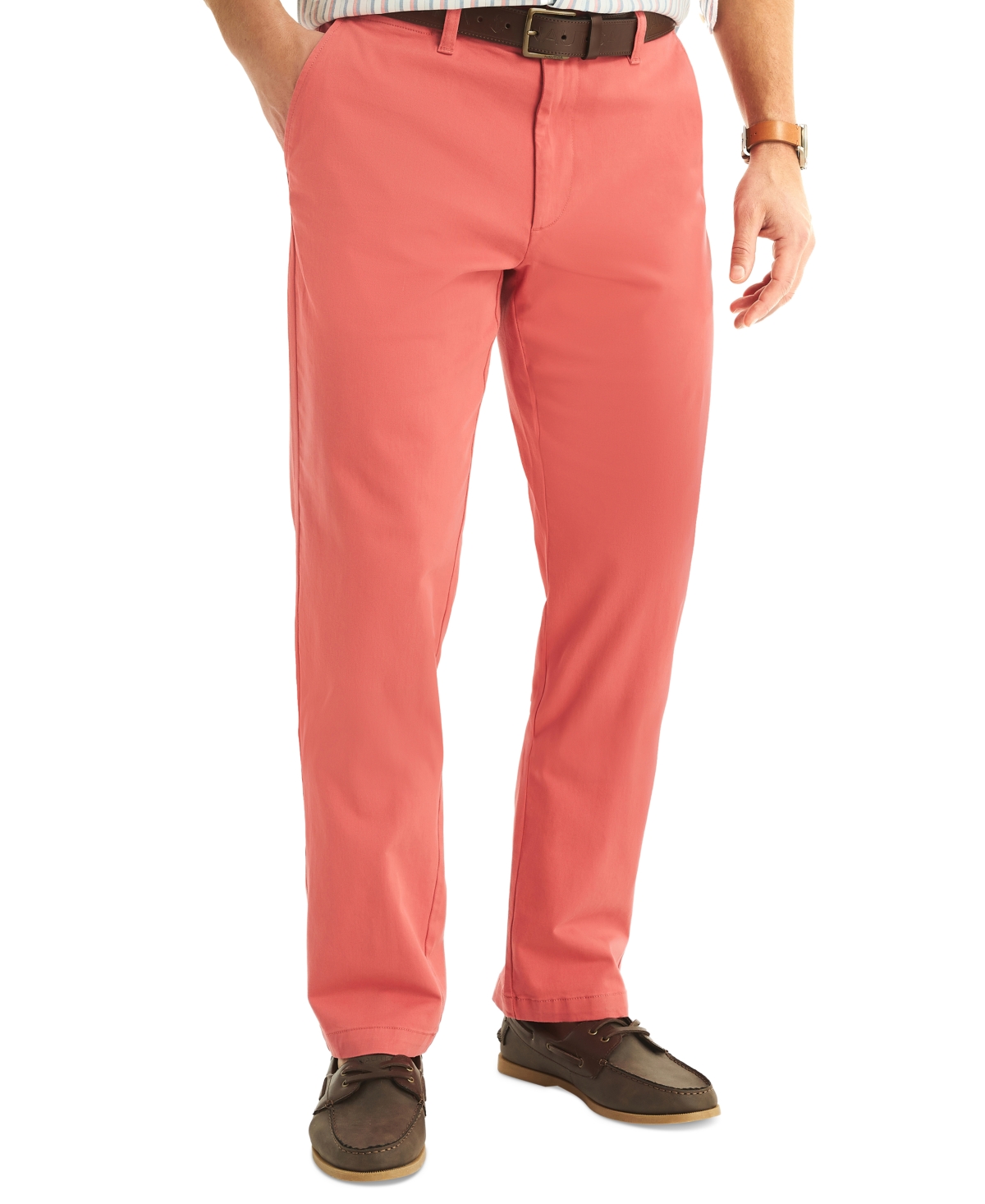 Nautica Men's Classic-Fit Stretch Solid Flat-Front Chino Deck Pants ...