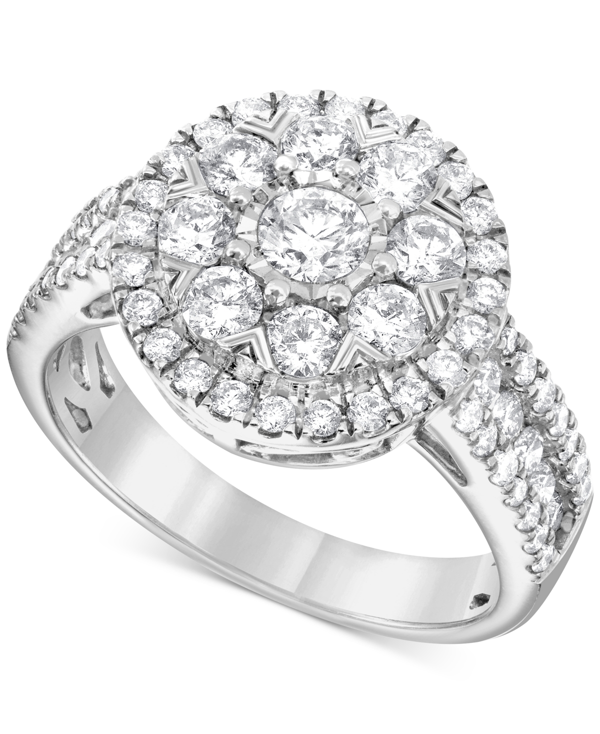 Macy's Diamond Halo Cluster Engagement Ring (1-1/2 Ct. T.w.) In 14k White Gold