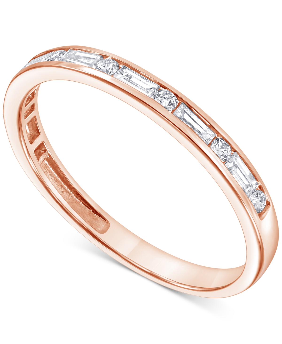Macy's Diamond Round & Baguette Band (1/3 Ct. T.w.) In 14k Rose Gold