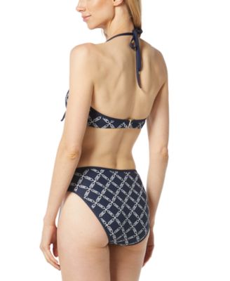 Shop Michael Kors Michael  Womens Halter Bikini Top Bottoms In Blue Multi