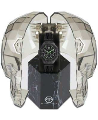 Men's Chronograph Black Silicone Strap Watch 46mm