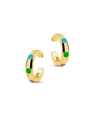 Gold-Tone or Silver-Tone Colorful Enamel Enamel Accent Ear Cuff Set Of 2