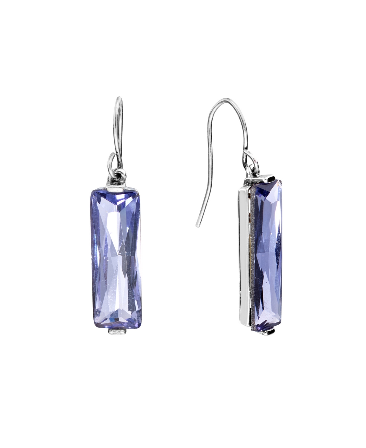 Macy's Rectangular Crystal Drop Earrings In Silver-plate In Purple