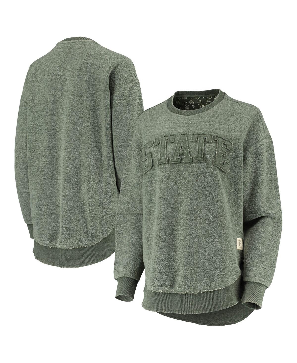 Shop Pressbox Women's  Green Distressed Michigan State Spartans Ponchoville Pullover Sweatshirt