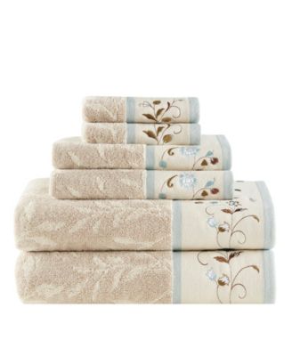 Cotton 6-Pc. Embroidered Serene Jacquard Towel Set