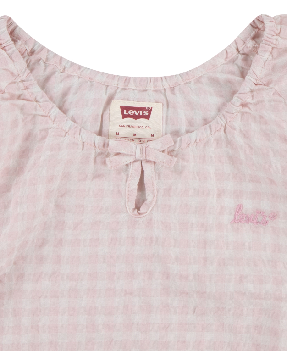 Levi's Little Girls Gingham Peasant Checkered Print Blouse