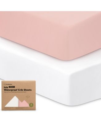 Waterproof Crib Sheets for Boys, Girls, 2pk Baby Fitted Crib Sheet, Waterproof Crib Mattress Protector Sheets