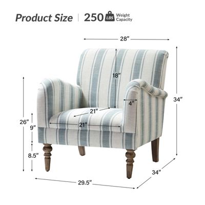 Erdahl Contemporary Arm Chair Stripe with wooden legs