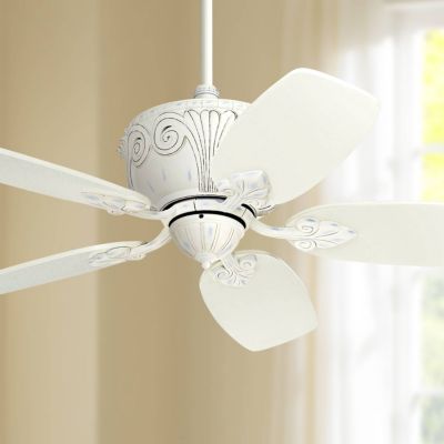 44" Casa Deville Rustic Shabby Chic Country Cottage Indoor Ceiling Fan Vintage-like Antique Rubbed White Five Blade for House Bedroom Living Room Home Kitchen Family Dining Office - Casa Vieja