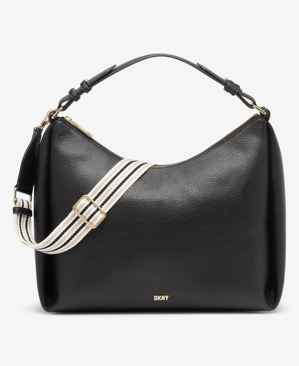 Dkny Hailey Convertible Hobo Bag In Blk,gold