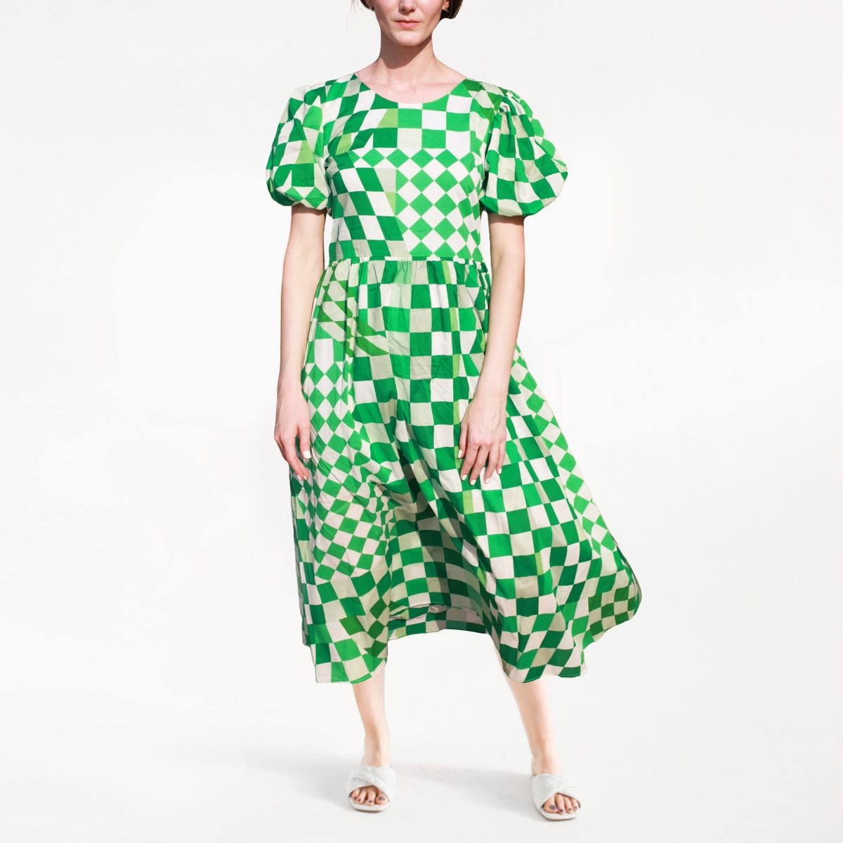 Jessie Zhao New York Green Imagination Midi Dress - Green and white