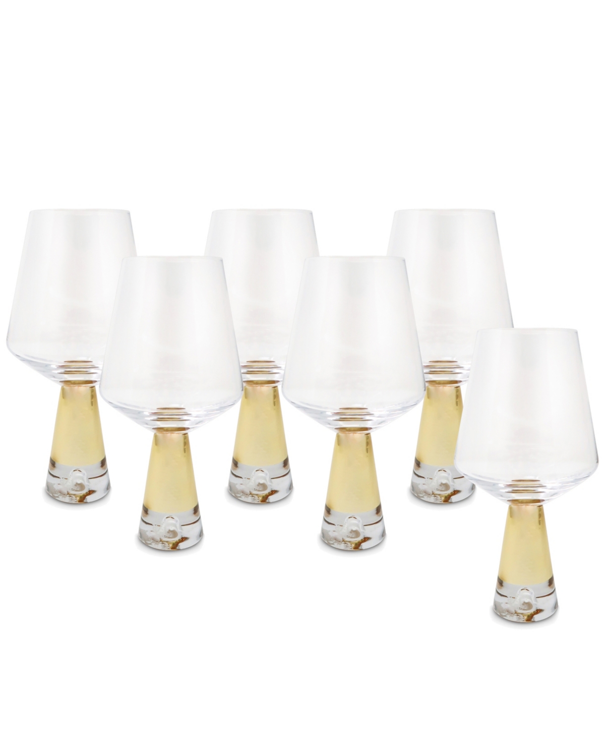 Shop Vivience Stemmed Water Glasses, Set Of 6 In Clear,gold