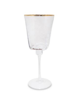 Square Shaped Rim Hammered Wine Glasses, Set of 6