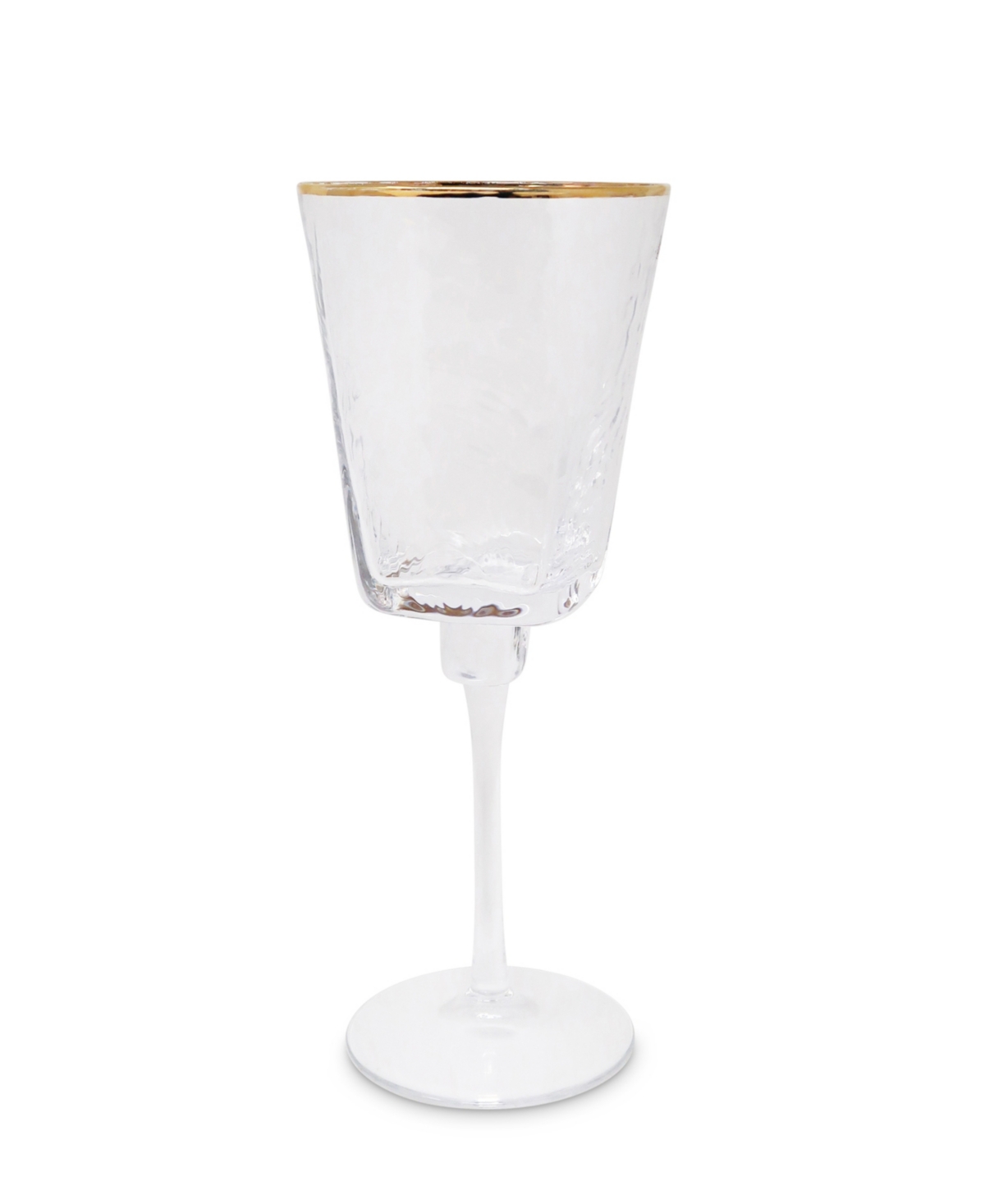 Vivience Square Shaped Rim Hammered Wine Glasses, Set Of 6 In Clear,gold