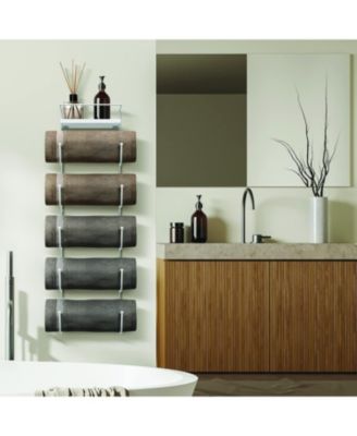 Wall Mounted Towel Rack With Shelf - White