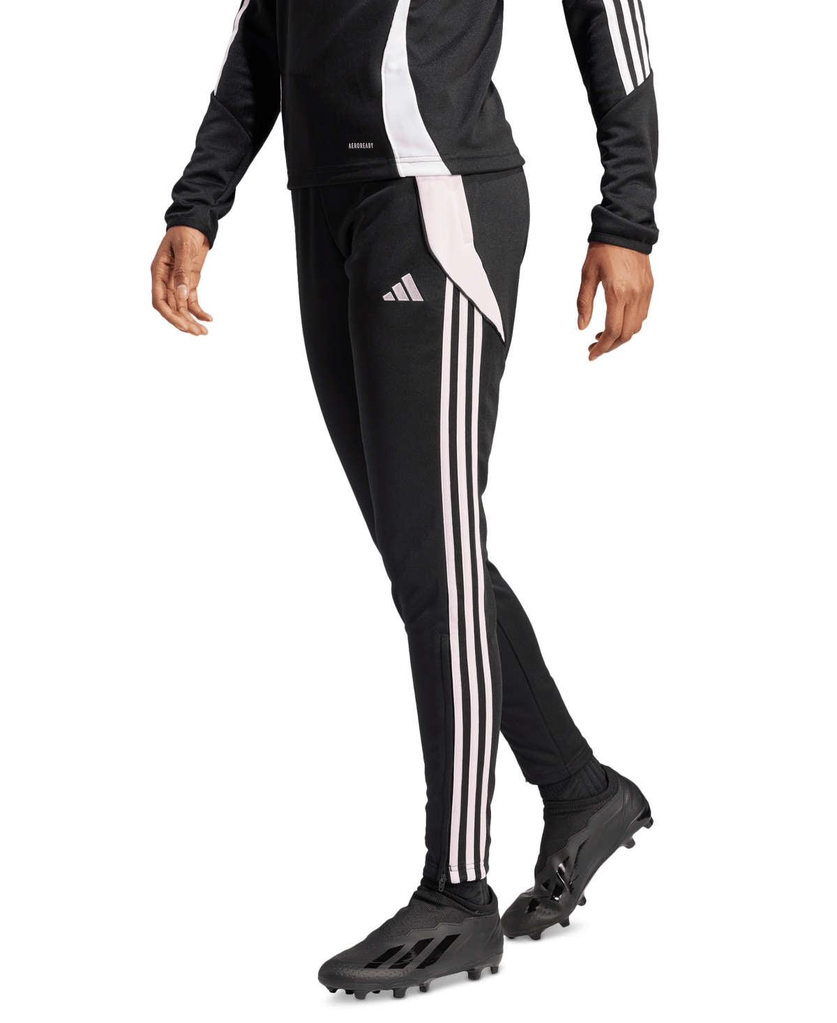 Adidas Originals Women's Tiro 24 Slim-fit Training Pants In Black,clear Pink