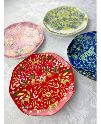 Leopard Forest Bone China Salad Plates, Set of 4