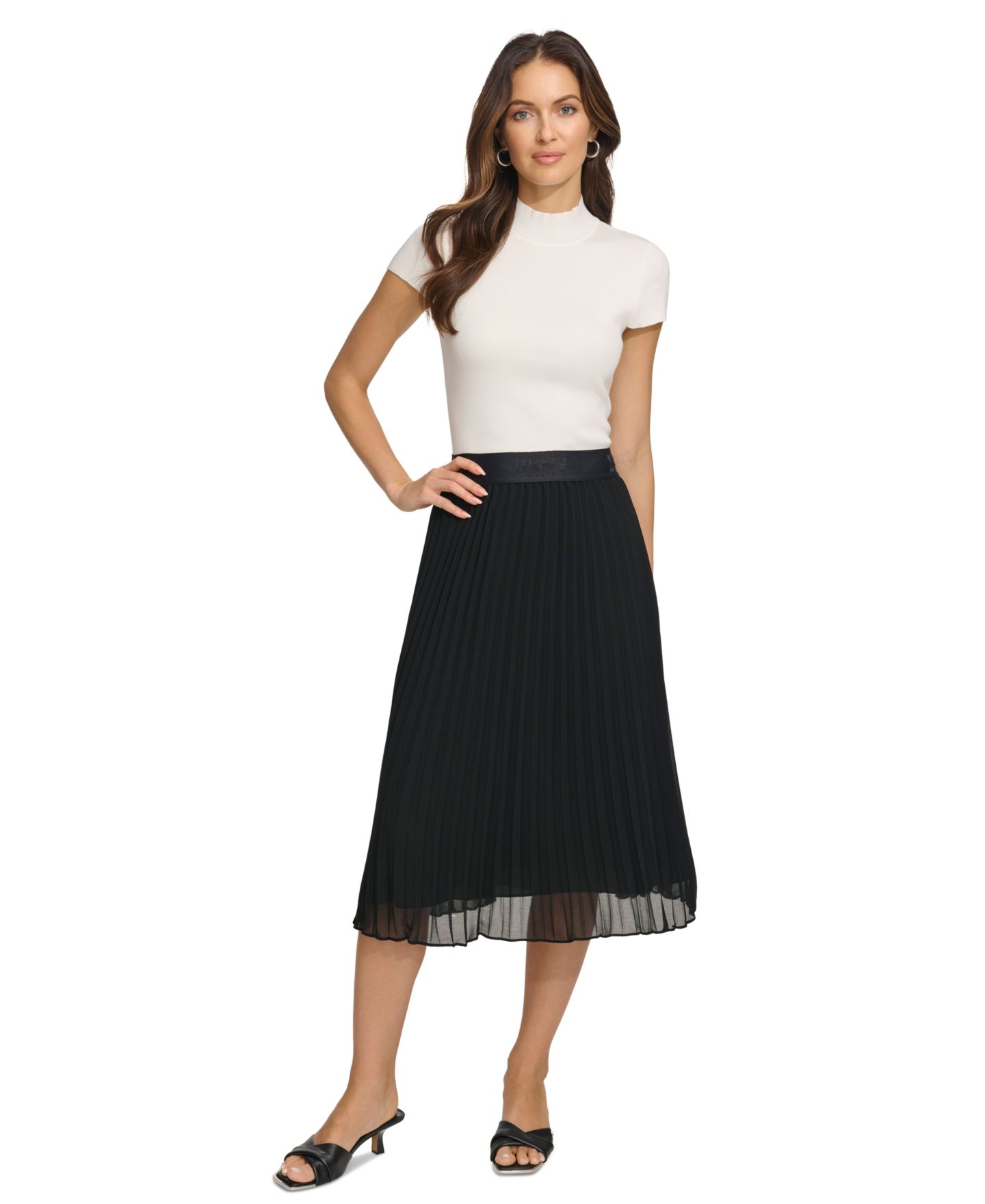 Женская юбка DKNY Pleated Midi, цвет: Чёрный — фото 7