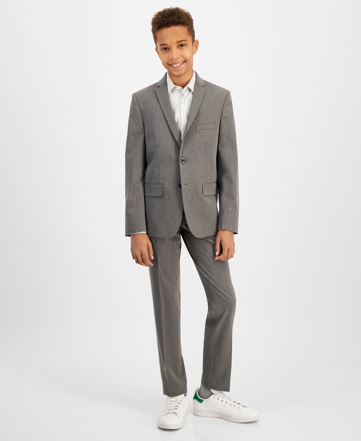 Michael Kors Big Boys Classic Fit Stretch Suit Jacket In Gray