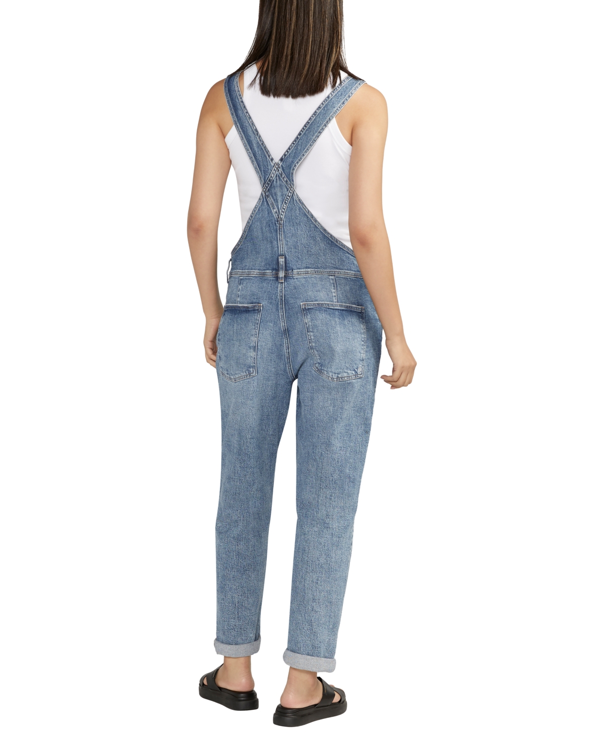 Shop Silver Jeans Co. Women's Baggy Straight Leg Overalls In Indigo