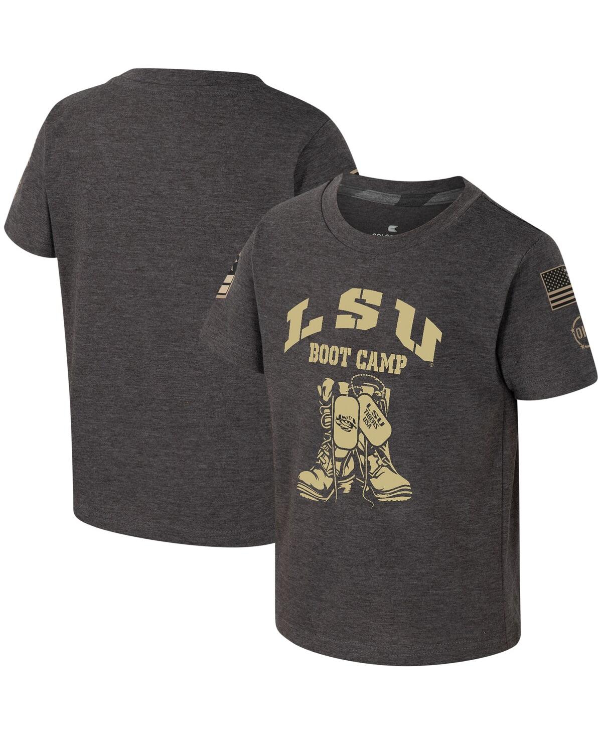 Colosseum Toddler Boys And Girls  Charcoal Lsu Tigers Oht Military-inspired Appreciation Boot Camp T- In Charcoal