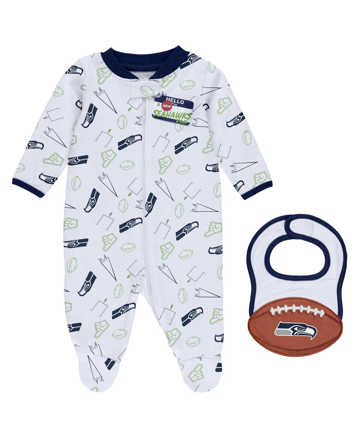 Shop Wear By Erin Andrews Baby Boys And Girls  White Seattle Seahawks Sleep And Play Full-zip Sleeper And
