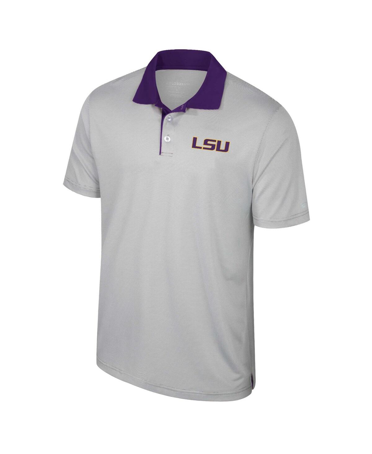 Shop Colosseum Men's  Gray Lsu Tigers Tuck Striped Polo Shirt