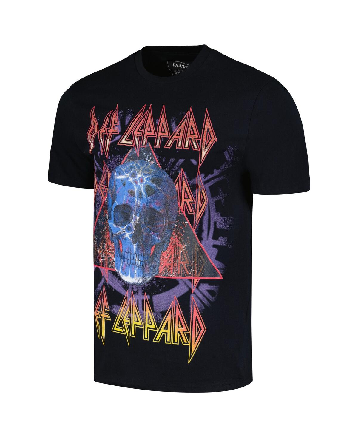 Shop Reason Men's And Women's Black Def Leppard Skull T-shirt