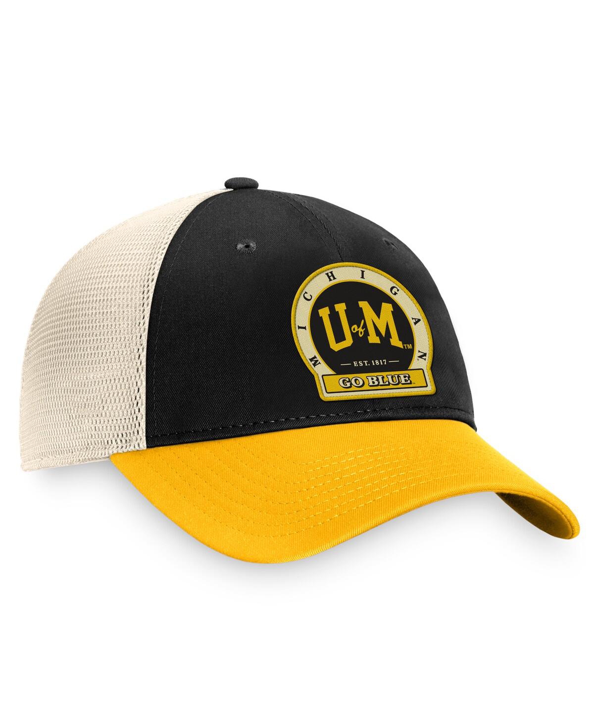 Shop Top Of The World Men's  Black Michigan Wolverines Refined Trucker Adjustable Hat