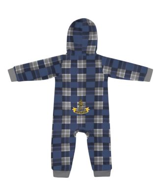 Baby Boys and Girls Navy West Virginia Mountaineers Full-Zip Plaid Hoodie Long Sleeve Jumper