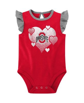 Baby Girls Scarlet, Gray Ohio State Buckeyes Spread the Love 2-Pack Bodysuit Set
