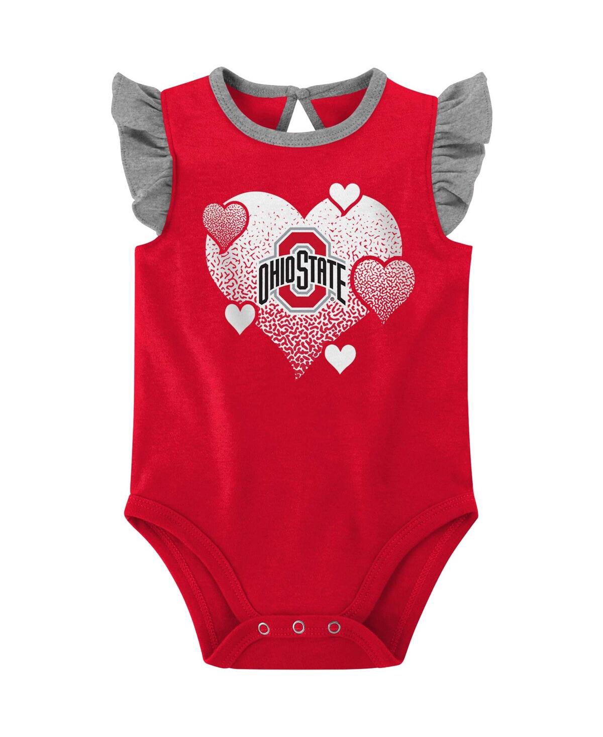 Baby Girls Gray Ohio State Buckeyes Spread the Love 2-Pack Bodysuit Set - Gray