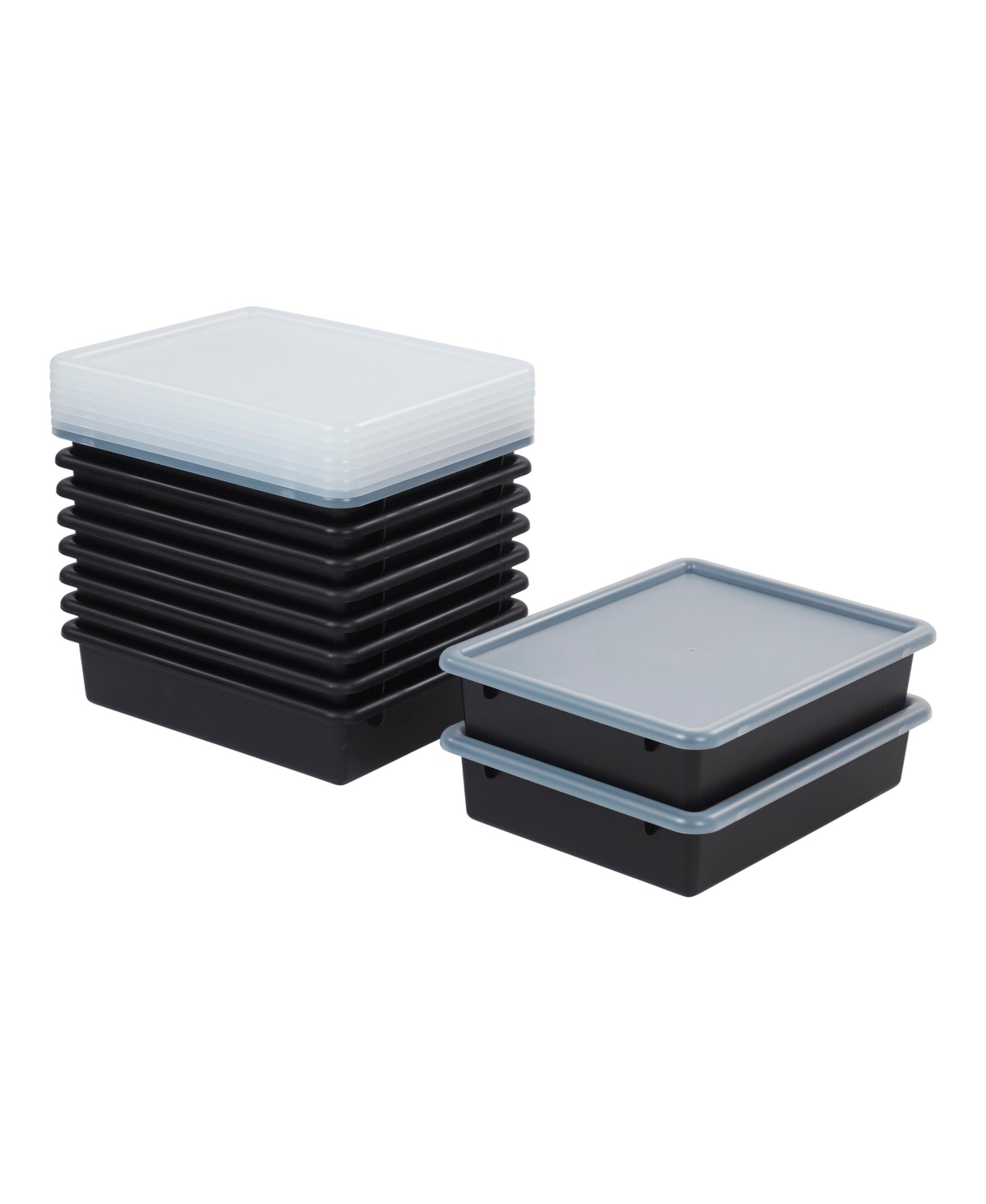 Letter Size Tray with Lid, Black, 10-Piece - Black