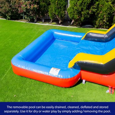 HeroKiddo Ninja Warrior Commercial Grade Bounce House Water Slide Combo with Splash Pool for Kids and Adults (with Blower), Wet Dry Use, Basketball Hoop, Outdoor Indoor, Birthday Party Rental
