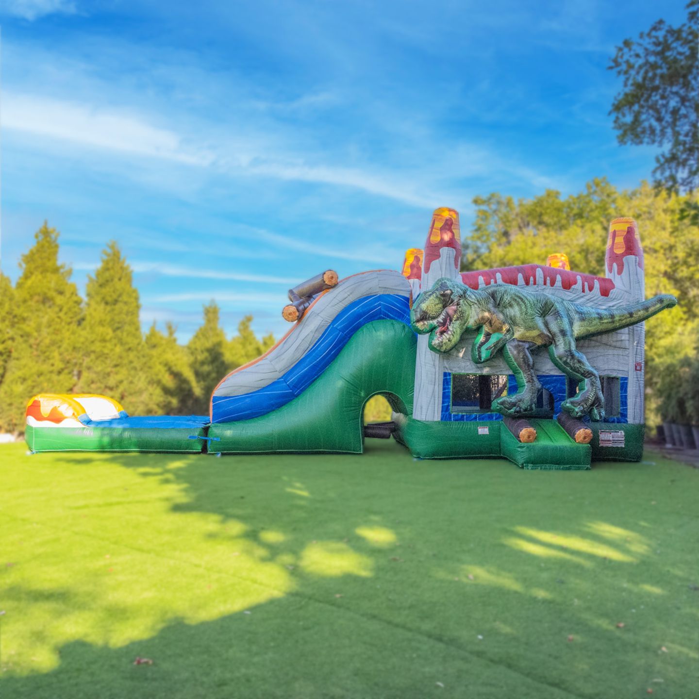 Детская игрушка Xjump T-Rex Dinosaur Commercial-Grade Vinyl Inflatable Water Slide Bounce House with Splash Pool, 1000-lb. Capacity, Ages 3+, цвет: Зелёный — фото 2