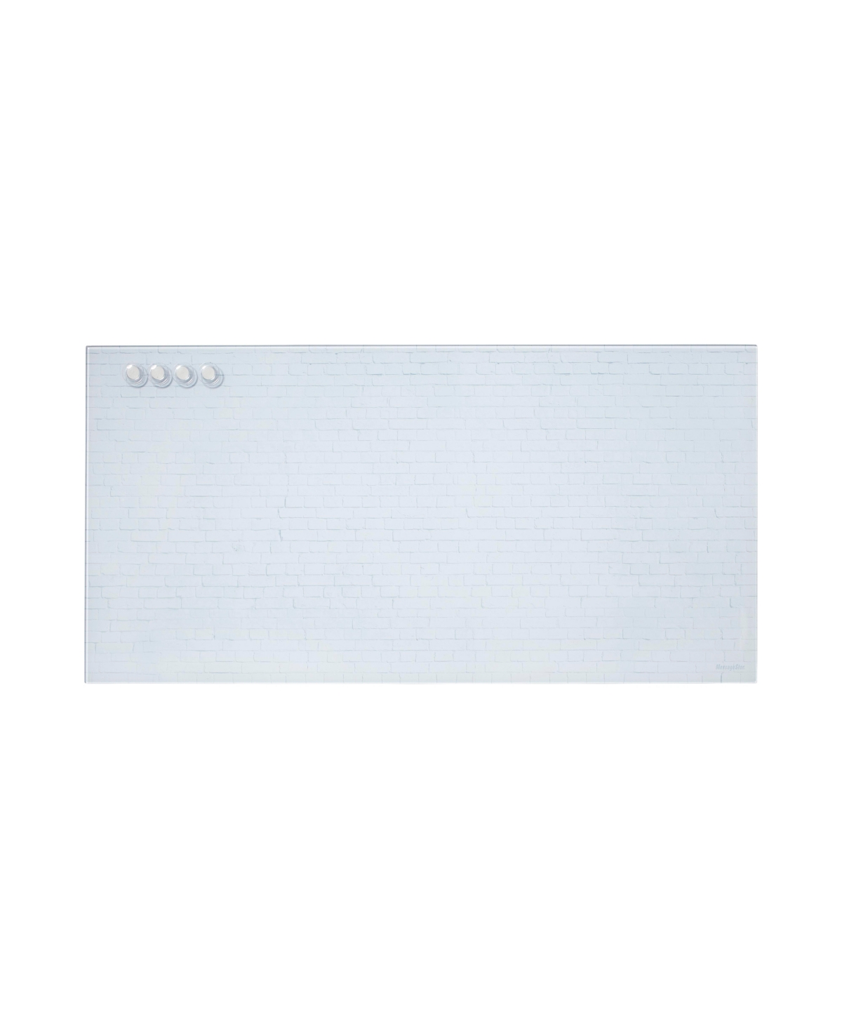 MessageStor Magnetic Dry-Erase Glass Board with Magnets, 18in x 36in, Wall-Mounted Whiteboard, White Brick - Botanical
