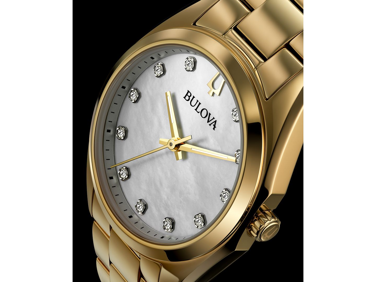 Женские часы Bulova Surveyor Diamond (1/20 ct. t.w.) Gold-Tone Stainless Steel Bracelet Watch 31mm — фото 5