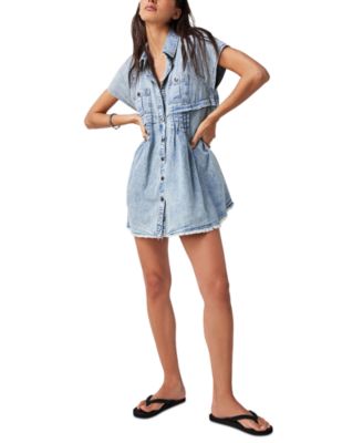 Free people denim shirt dress hotsell