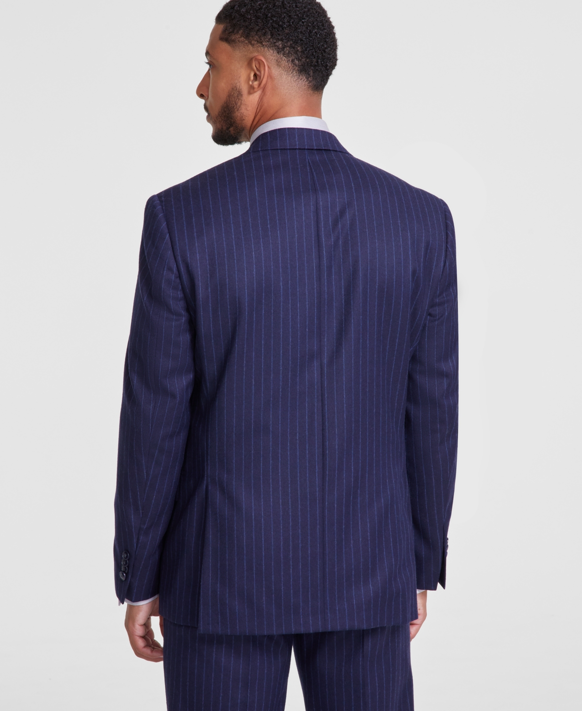 Michael Kors Men's Classic-Fit Pinstripe Wool-Blend Stretch Suit Separate Jacket -blue
