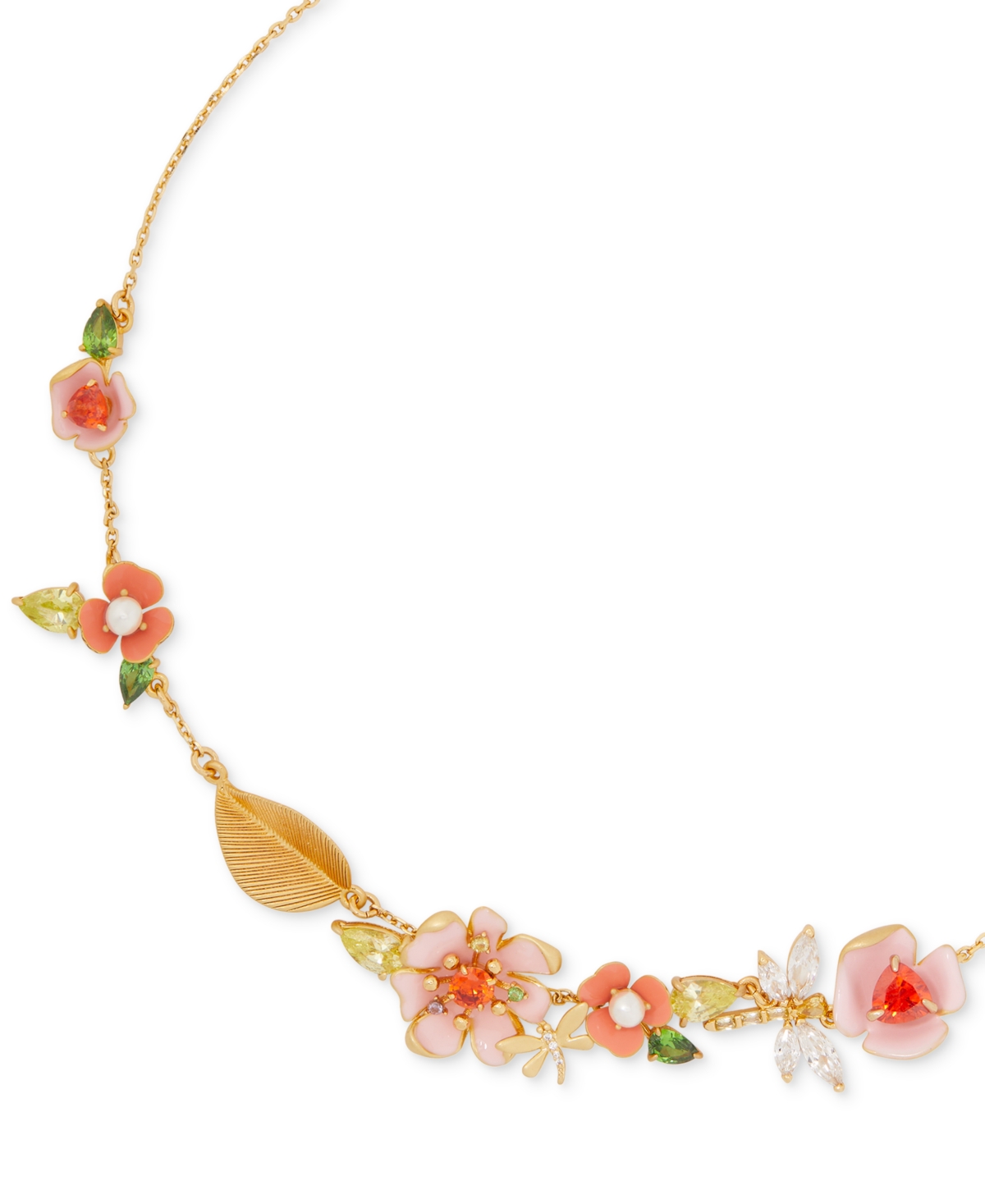 Shop Kate Spade Gold-tone Multicolor Cubic Zirconia & Imitation Pearl Flower Statement Necklace, 16"+ 3" Extender