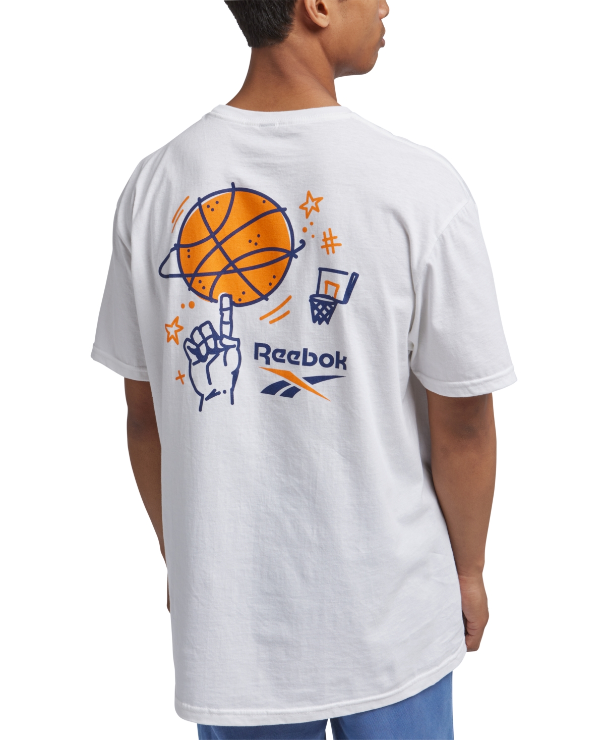 Reebok Men's Spinster Classic Logo Graphic T-Shirt -navy/orange
