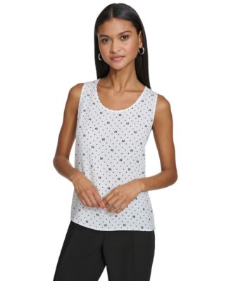 KARL LAGERFELD PARIS - Women's Dotted Monogram-Print Tank Top
