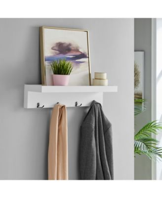 Wall Mounted Coat Rack with Decorative Ledge Shelf