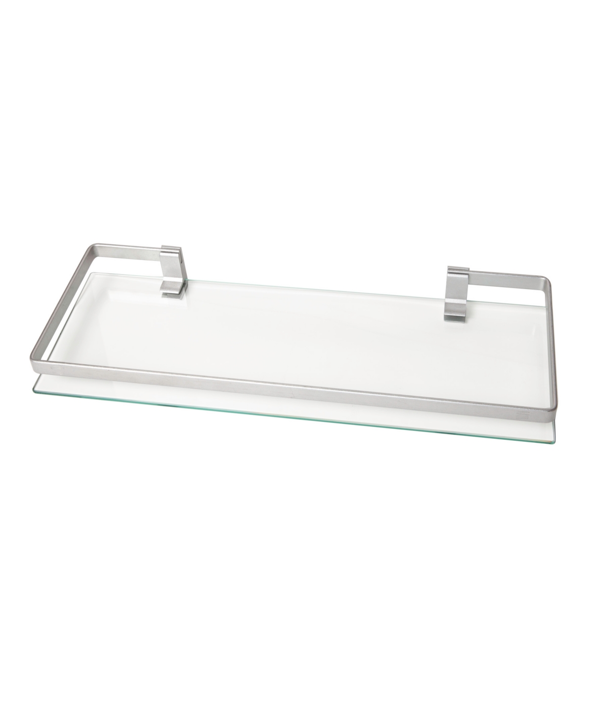 Shop Danya B Floating Wall Mount Tempered Glass Bathroom Shelf With Brushed Chrome Rail In Chrome,glass